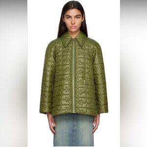 GANNI Khaki Shiny Quilt Jacket